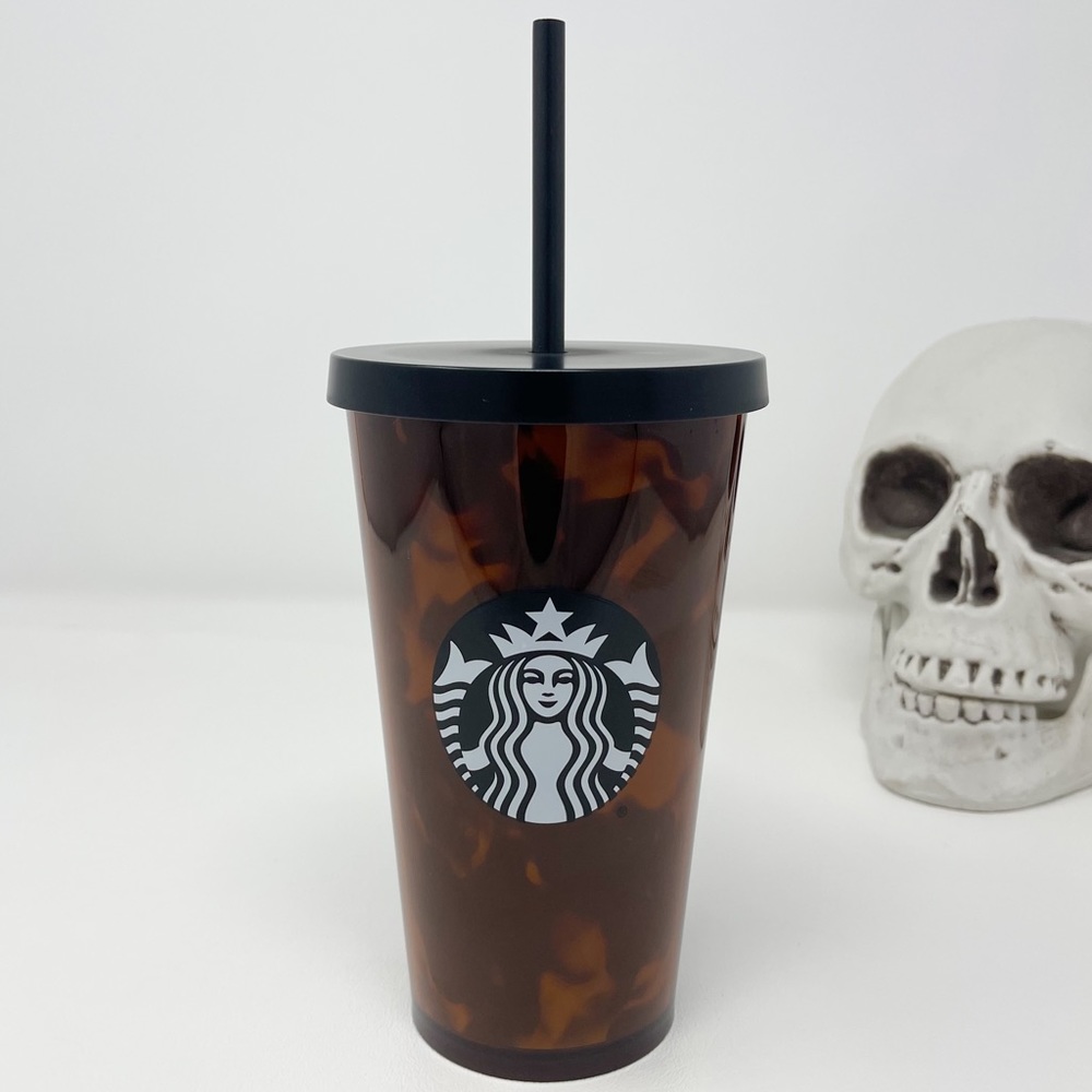 Starbucks Mocha Swirl Cold Cup Tumbler 16oz 2019 Grande Brown Tortoise Shell New